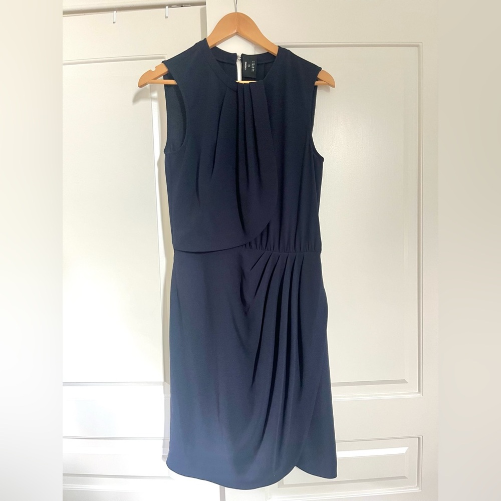 L’Agence for Barneys New York Navy Draped Sheath Dress - 4